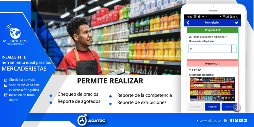 Captura de información en línea por medio de formularios digitales, ADATEC presenta su aplicación R-SALES para gestión de personal en terreno